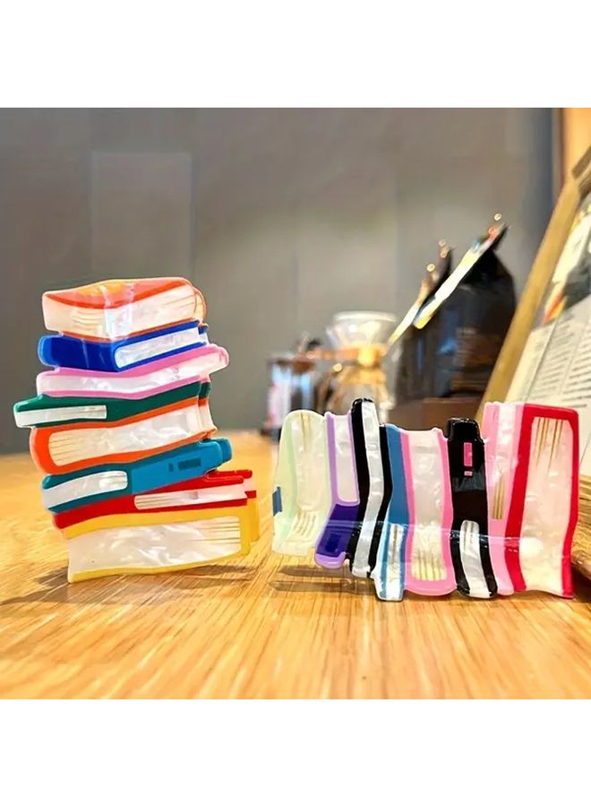 Color B Acrylic Book Shaped Hair Clip With Sequins Large Hollowed Out Design Fashion Accessory Gift - Image 1